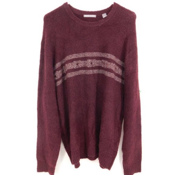Michael Bastian Sweater Mens Size XL Long Sleeve Maroon Lambs Wool Blend - Picture 1 of 8